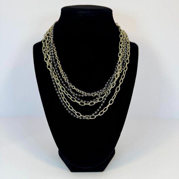 no brand Jewelry - Layered Mixed Metal Chain Necklace | Statement, Chunky, Bold, Edgy